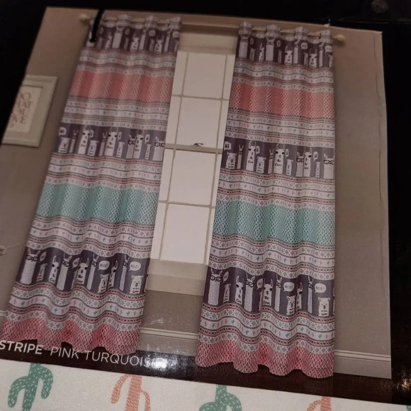 NWT Half Moon Llama Stripe Room Darkening Insulated Window Curtains 2 Panels Set - Picture 2 of 3